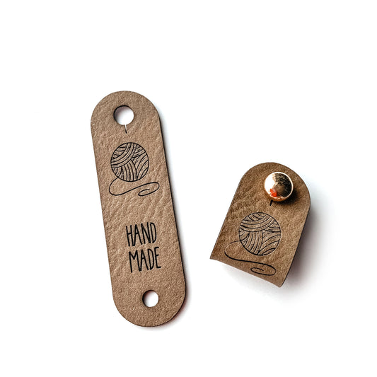 Labels 15 x 50 mm rounded, with rivet, wool