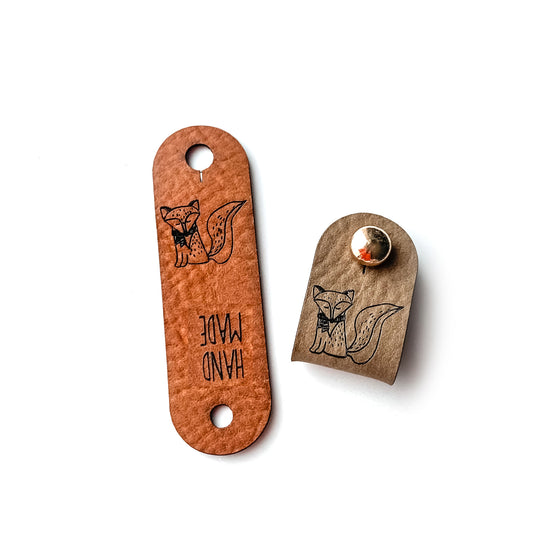 Handmade label mit Niete Fuchs
