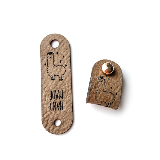 Handmade Label mit Niete Lama Alpaka