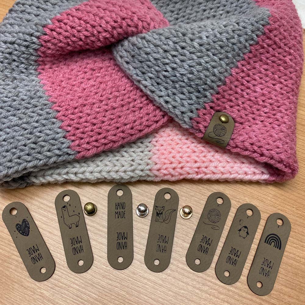 Labels 15 x 50 mm abgerundet, mit Niete, Lama 2