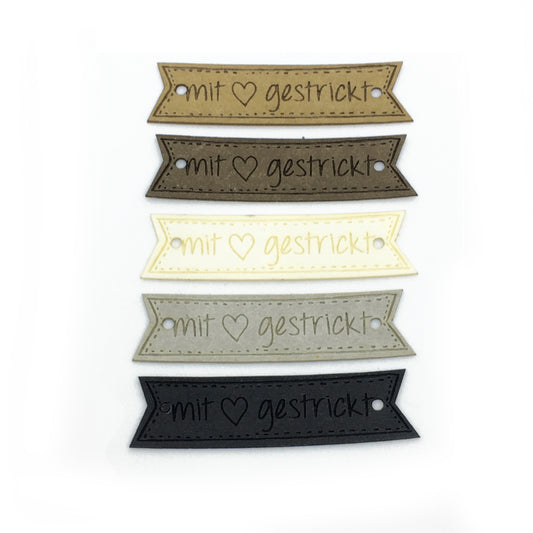 Label flag "knitted with 🖤"