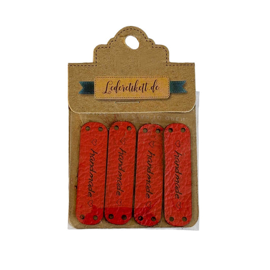 Label Handmade, Leder rot 4 St.