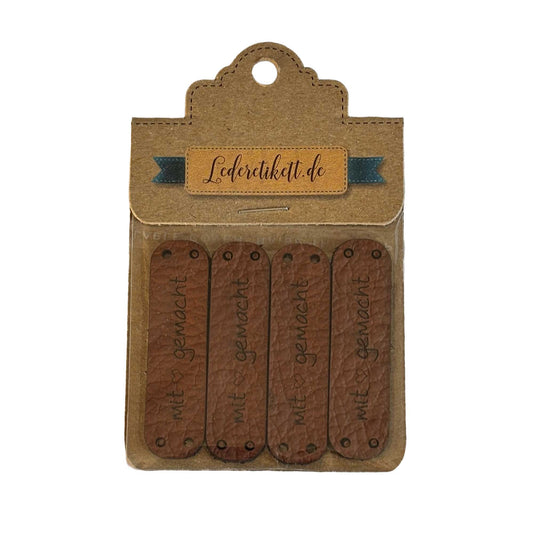 Label mit Liebe gemacht, Leder mittelbraun 4 St.