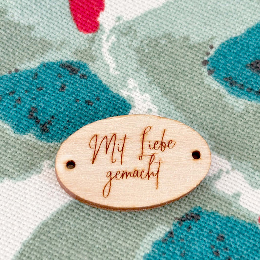 Holz Label oval 30 x 19 mm eigenes Design