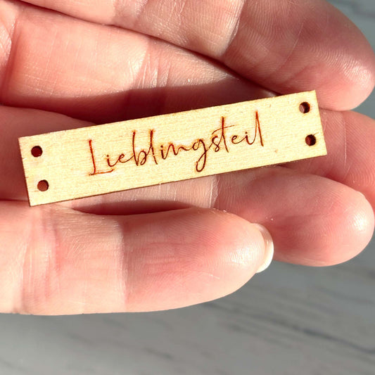 Holz Label rechteckig 45 x 10 mm eigenes Design