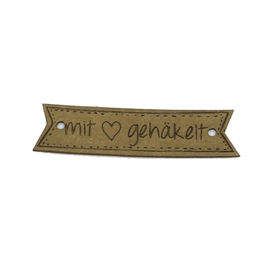 Label Flagge "mit 🖤 gehäkelt"