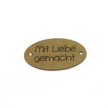 Label oval "mit 🖤 gemacht", 30 x 19 mm