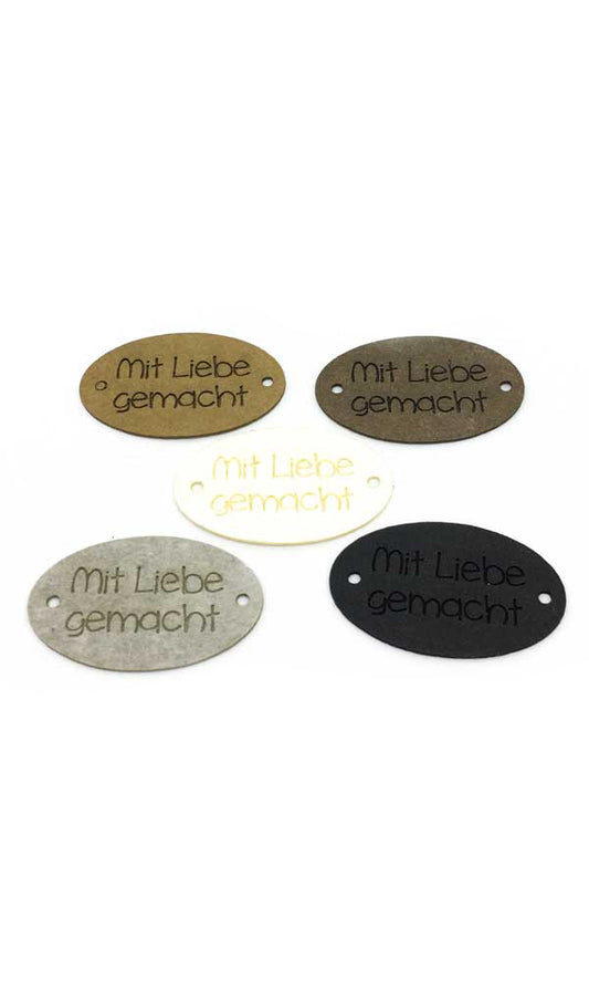 Label oval "mit 🖤 gemacht", 30 x 19 mm