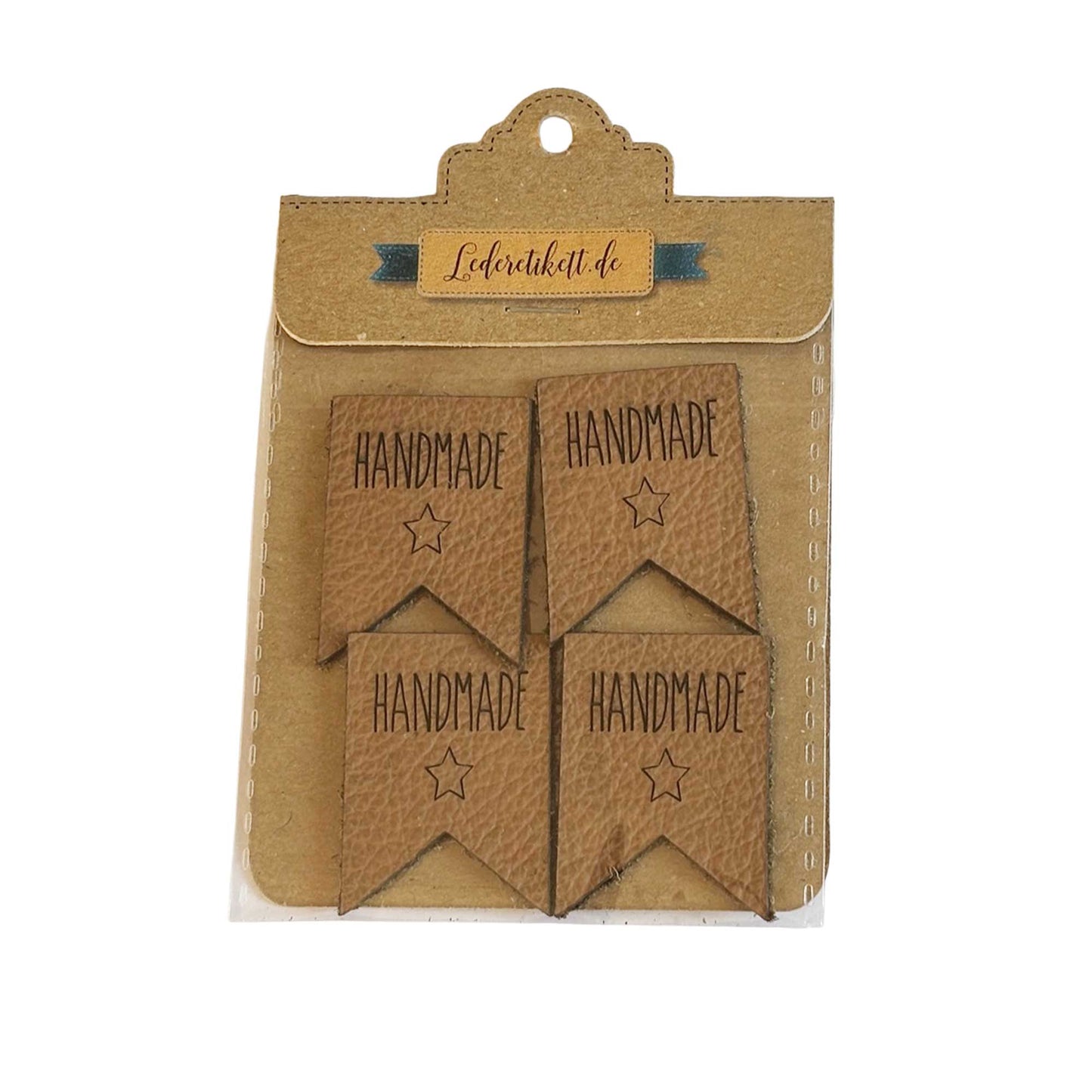Label Wimpel Handmade, Leder braun 4 St.