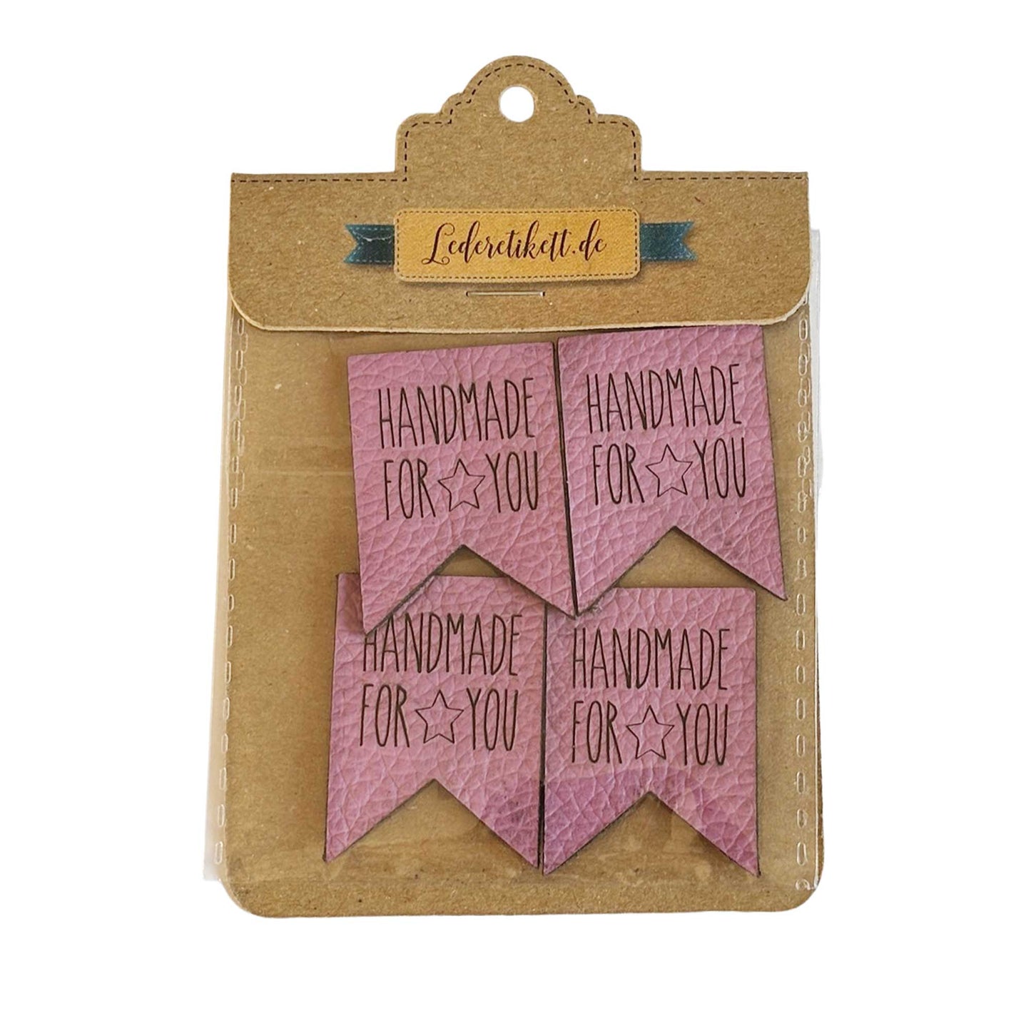 Label  Wimpel Handmade for you, Leder lila 4 St.