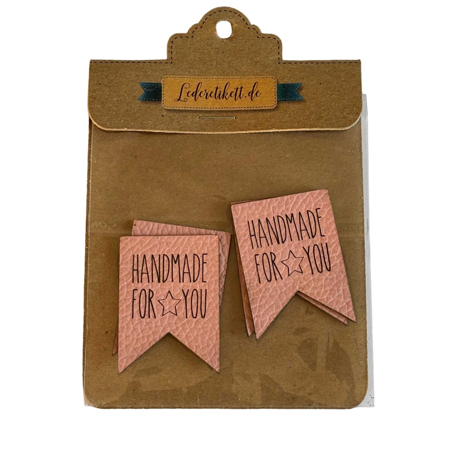 Label Wimpel Handmade for you, Leder rosa 4 St.