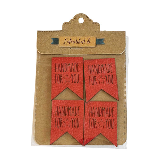Label  Wimpel Handmade for you, Leder rot 4 St.